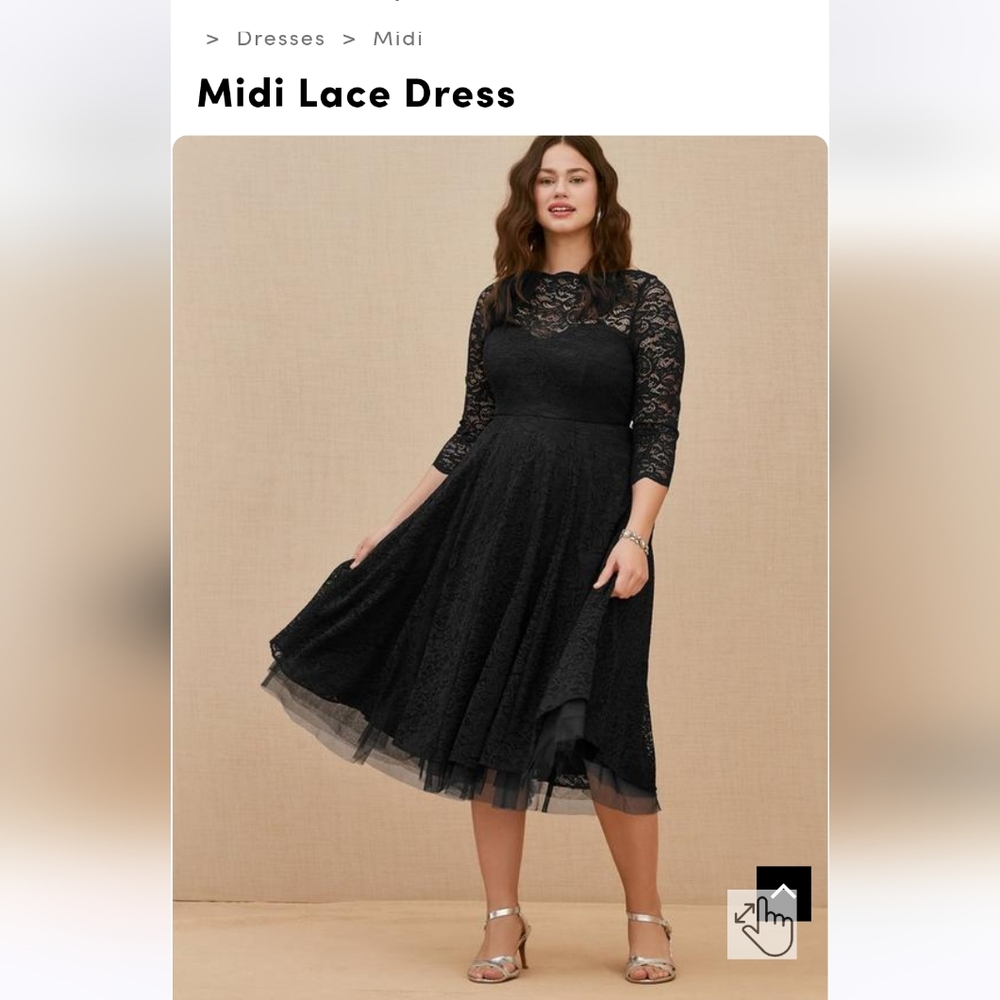 Torrid, Black Midi Lace Dress, size 14